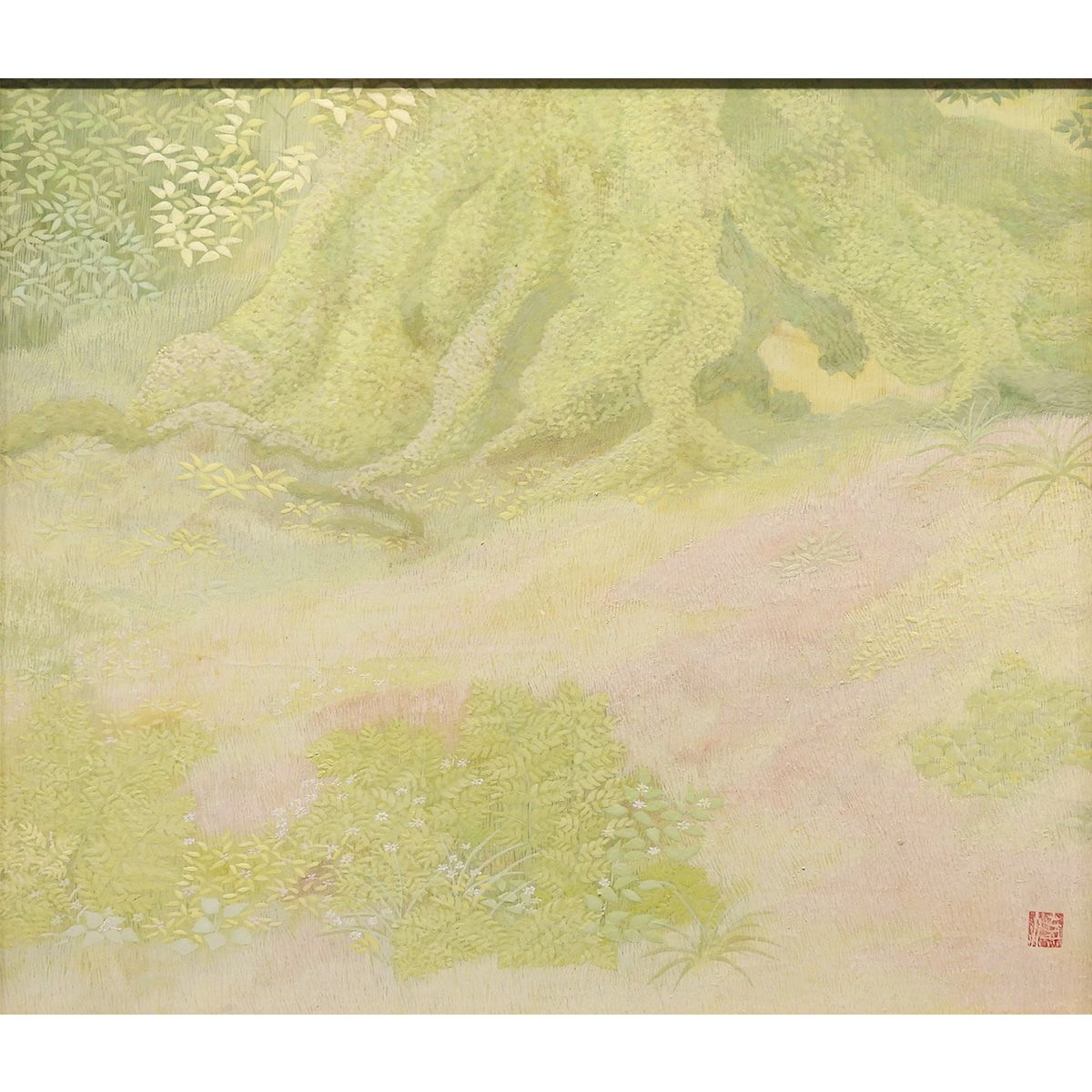 猪熊佳子 早春 紙本彩色10号 風景画 自然 森 草花 四季 芽吹き 日本画