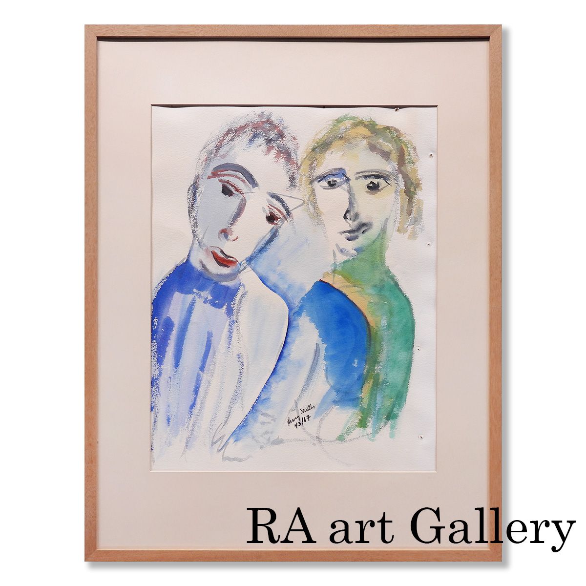ヘンリー・ミラー 男と女 水彩10号 人物画 原画 展覧会出品作 オリジナル 1点物 伊勢丹 百貨店取扱い アート 絵画 真作保証 値下げ交渉可能