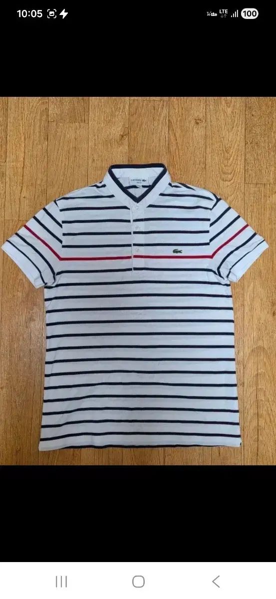 (百貨店購入/高品質) ラコステ スリムフィット ストライプ メッシ 機能性 半袖Tシャツ 95