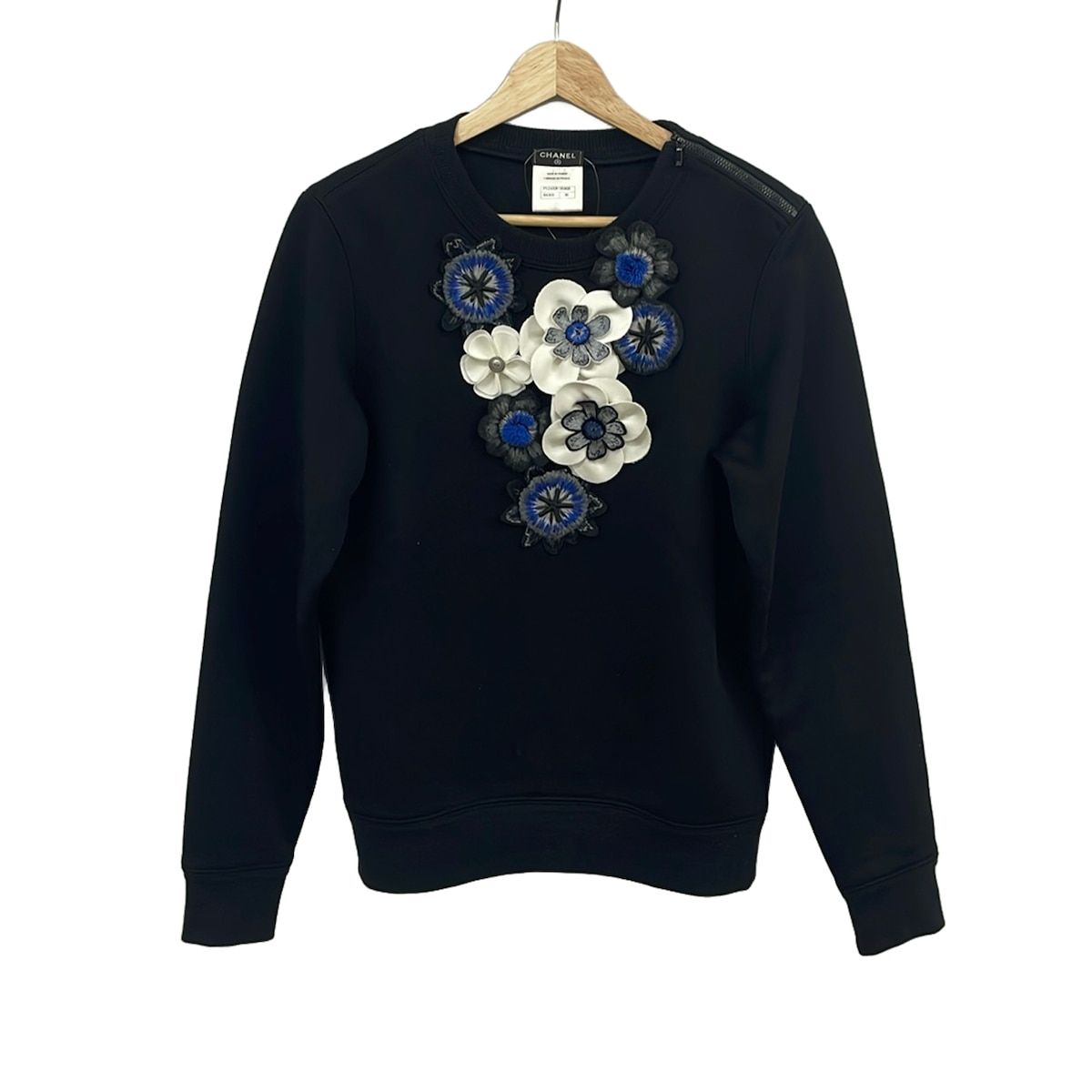 CHANEL(シャネル) トレーナー サイズ38 M レディース美品 - P52492 黒×白×マルチ 長袖/2015年/迷彩柄
