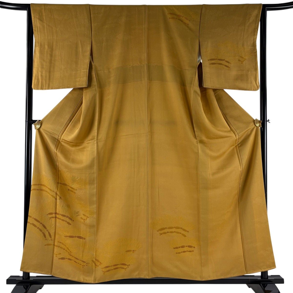 訪問着 身丈157cm 裄丈64cm M 袷 芝垣 山吹茶色 正絹 秀品 【中古】