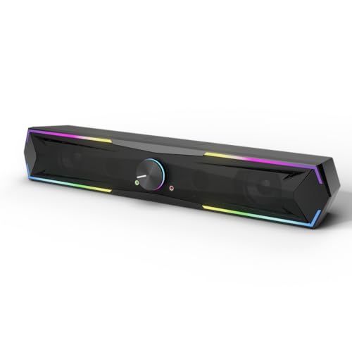 Kstime【最新Bluetooth5.4 & USBダイレクト】PCスピーカー サウンドバー 10W RGB ゲーミングスピーカー 六つのスピーカーユニット 二重対称インバーターチューブ ステレオ 大音量&豊かな低音 ラップトップ、タブレッ fce05fc5