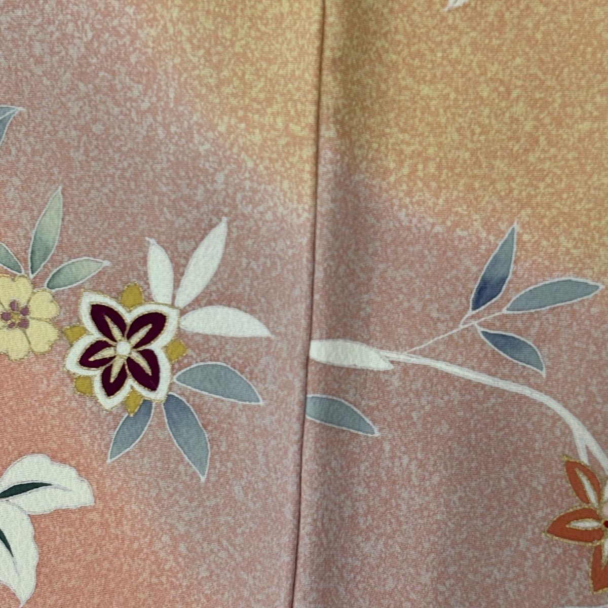 訪問着 身丈170.5cm 裄丈68cm L 袷 草花 金彩 ぼかし ピンク 正絹 秀品