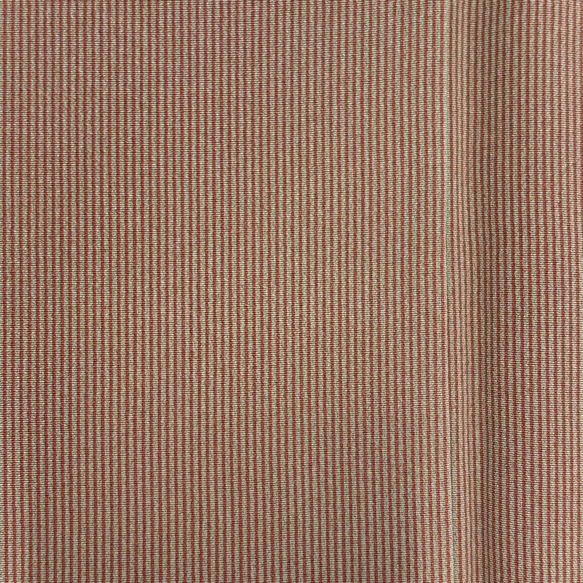 【美品】 小紋 身丈165.5cm 裄丈65.5cm M 袷 縦縞 薄小豆 正絹 秀品 一つ紋 【中古】