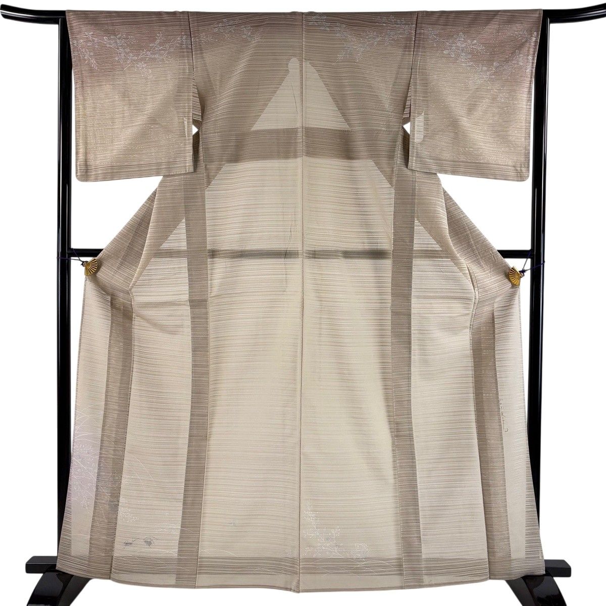 【美品】 付下げ 身丈163.5cm 裄丈64.5cm M 薄物 絽 山口小夜子 落款 萩 鈴虫 薄茶色 正絹 秀品 【中古】