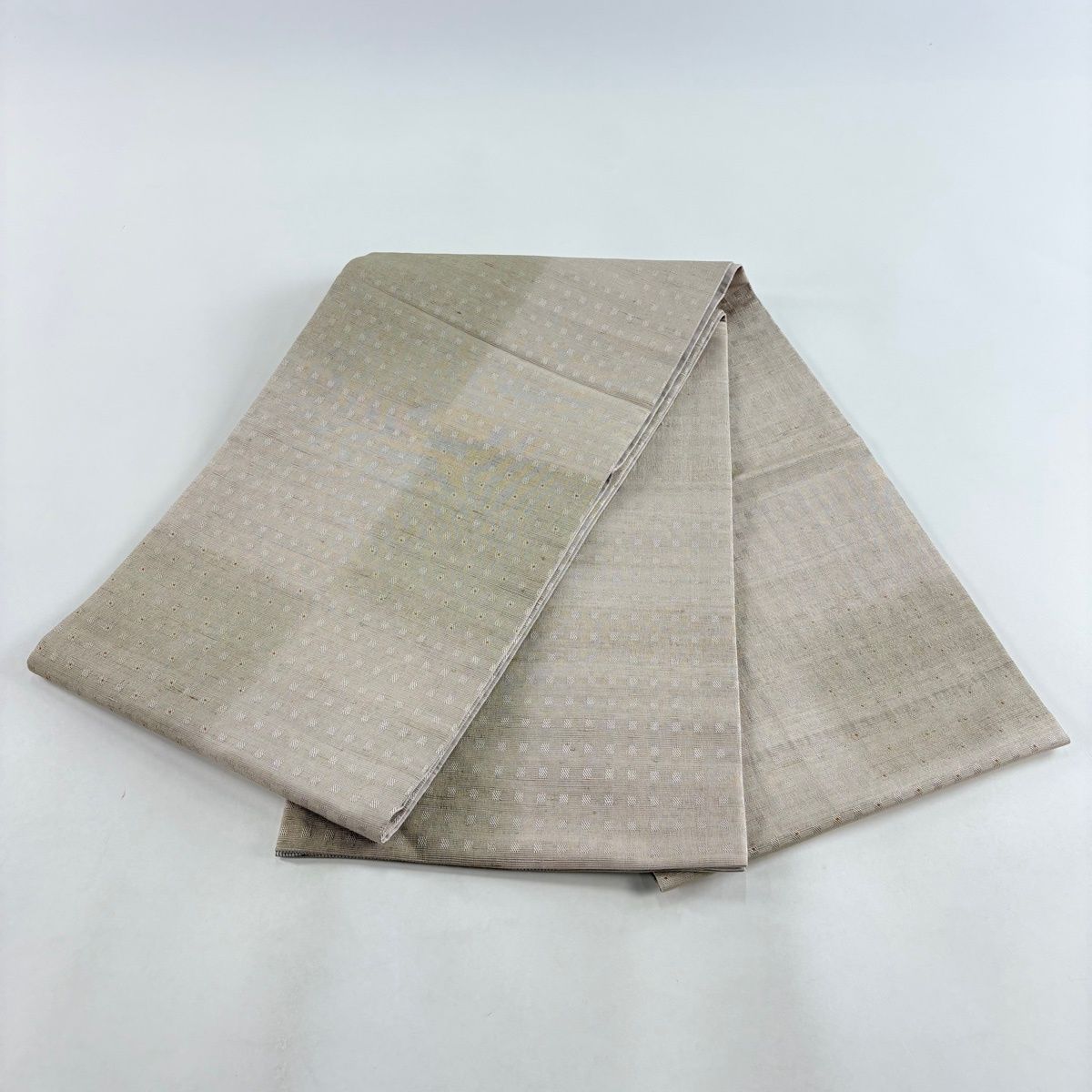 【美品】 袋帯 秀品 幾何学模様 灰茶 お太鼓柄 正絹 【中古】