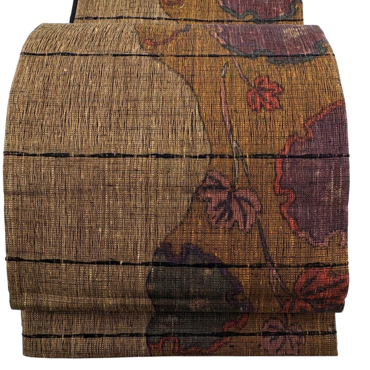 【美品】 袋帯 秀品 やまと 雪輪 蔦 金糸 茶色 全通 正絹 【中古】