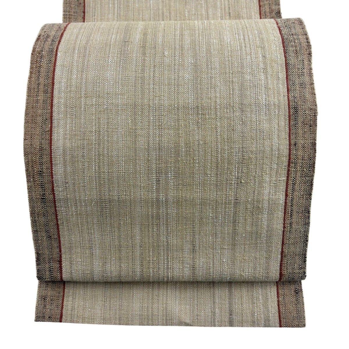 【美品】 名古屋帯 秀品 八寸名古屋帯 縞 ベージュ 正絹 【中古】