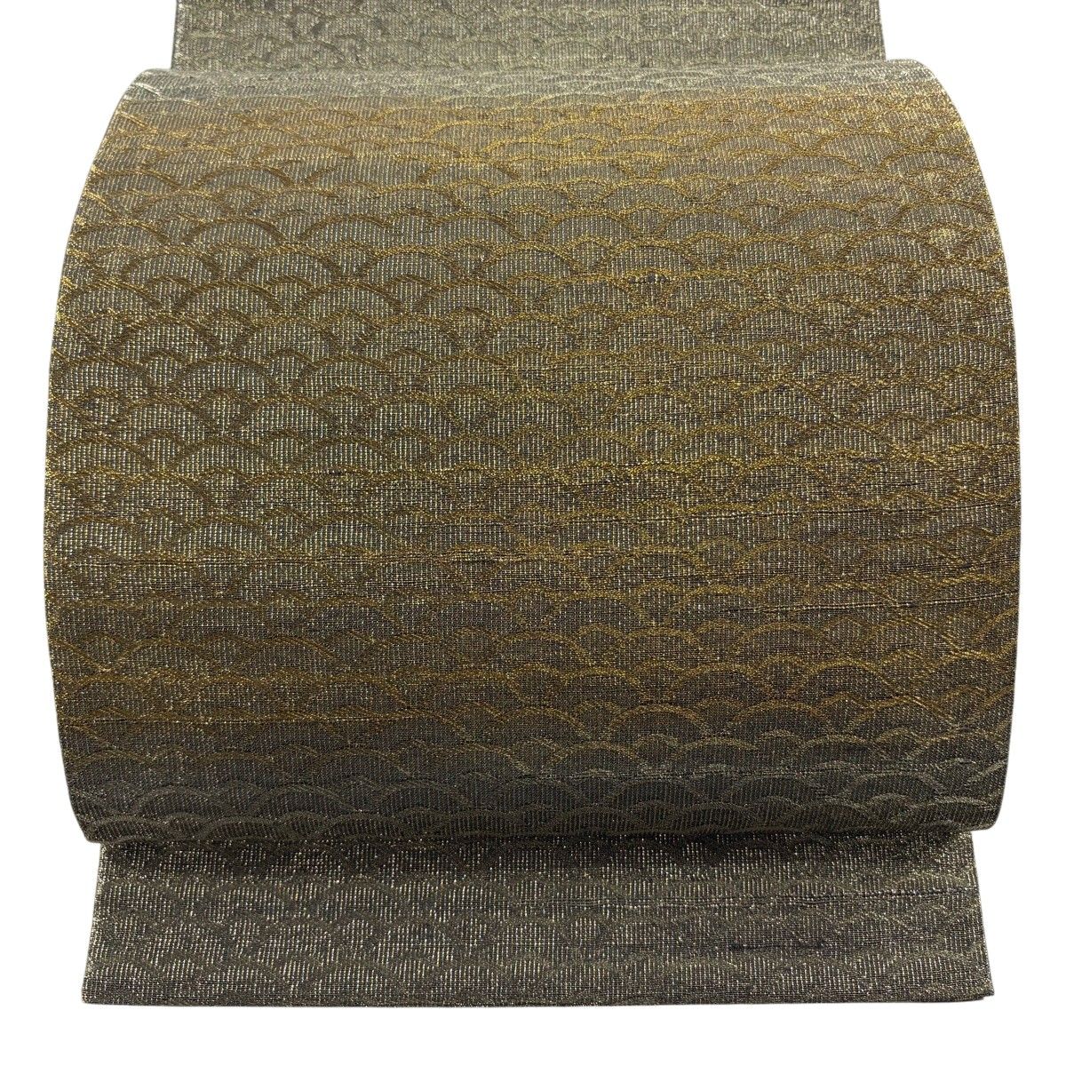【美品】 袋帯 逸品 桝屋高尾 落款 青海波 金糸 箔 金色 六通 正絹 【中古】