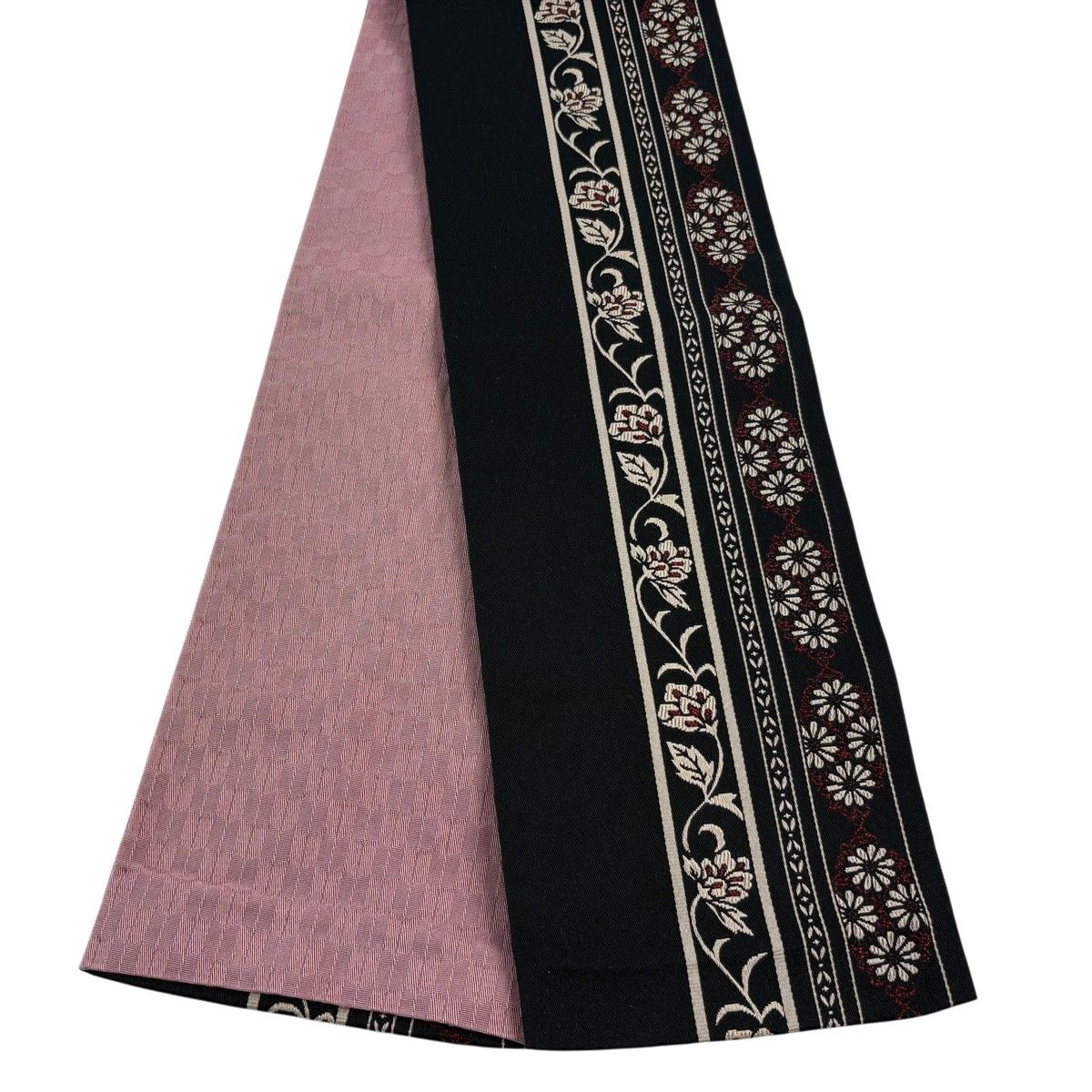 【美品】半幅帯 優品 花唐草 縞 黒 化繊 【中古】 6,860円