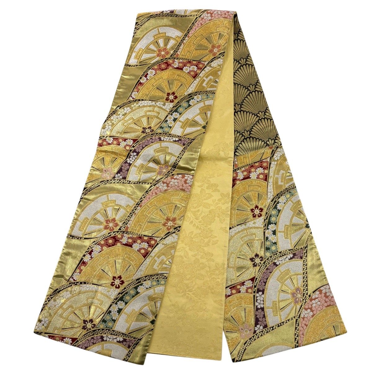 美品】 振袖 身丈161cm 裄丈67cm M 袷 袋帯フルセット 落款 菊 松