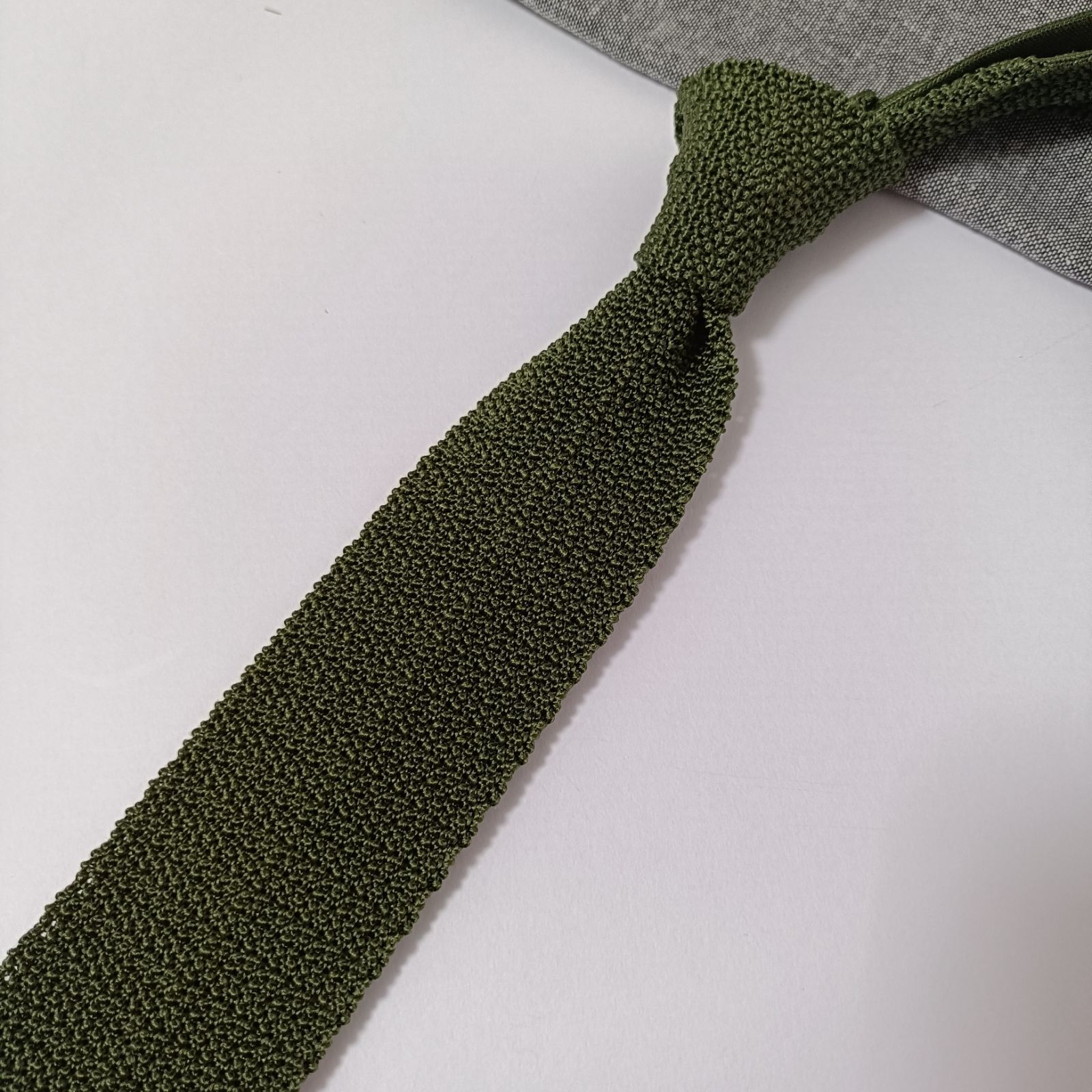 ASCOT アスコット ニットタイ ネクタイ シルク カーキ ドイツ製 美品