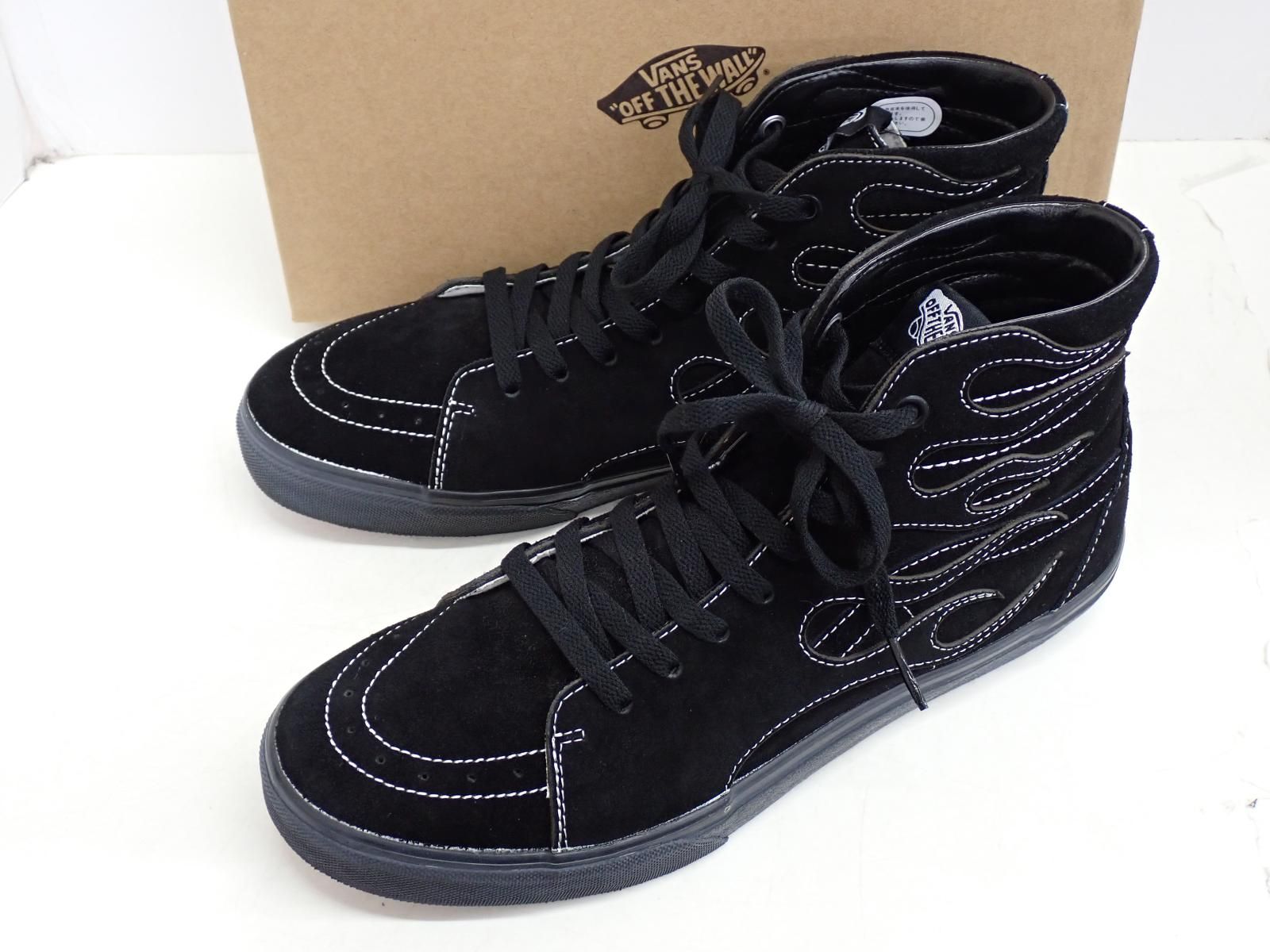 ★8784☆VANS バンズ V38CF FLAME SK8-HI スケートハイ 610002-0001 フレイム ファイヤー 刺繍 スエード スニーカー　極美品　29㎝