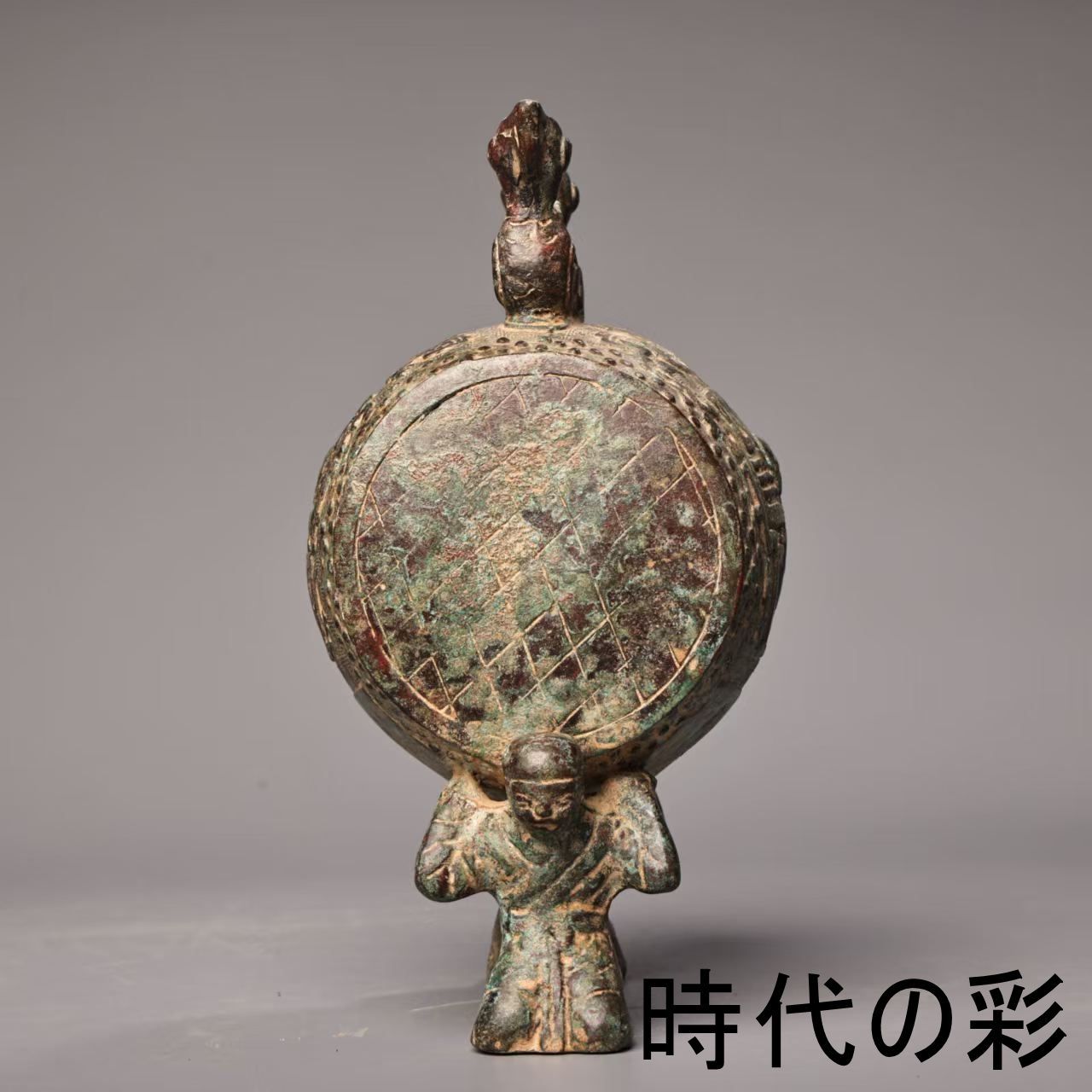 双鳥鼓】中国古美術 青銅器 双鳥鼓 古代楽器 青銅祭器 礼器 古銅器