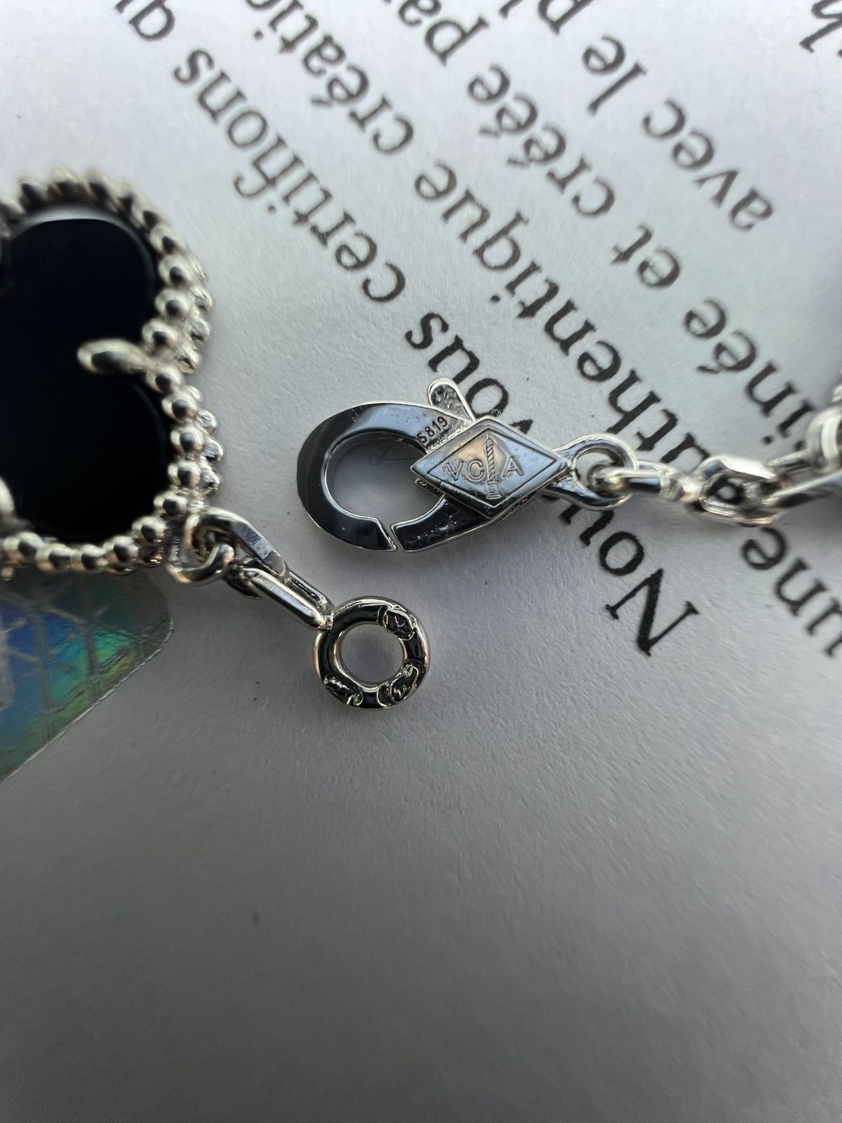 [Van Cleef & Arpels] ヴァン クリーフ＆アーペル 四つ葉のクローバー ブラック カルセドニー スペーサー ダイヤモンド ファイブフラワー ブレスレット パンダ ブレスレット｜本日限定特価｜新品未使用-WTO輸入1