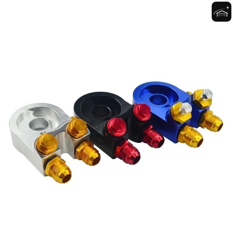 汎用自動車用オイルクーラーインサートサンドイッチターボ、サーモスタット＆ヒント付き 3/4-16 UNF M20*1.5 アルミオイルフィルターサンド