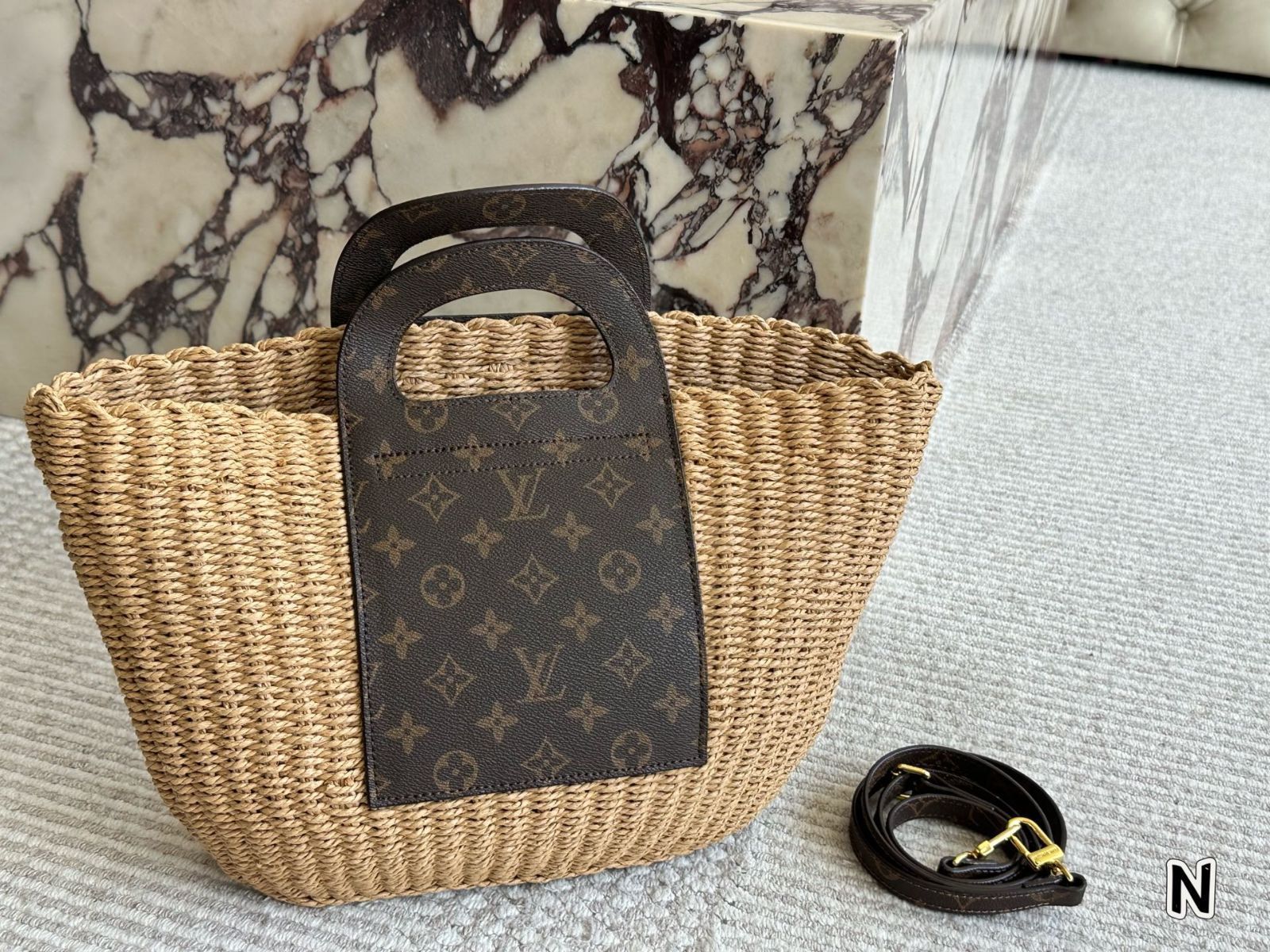 【今日特価】Straw Bag with Shoulder Strap - ストローバッグ ショルダーストラップ付き-WTO輸入3