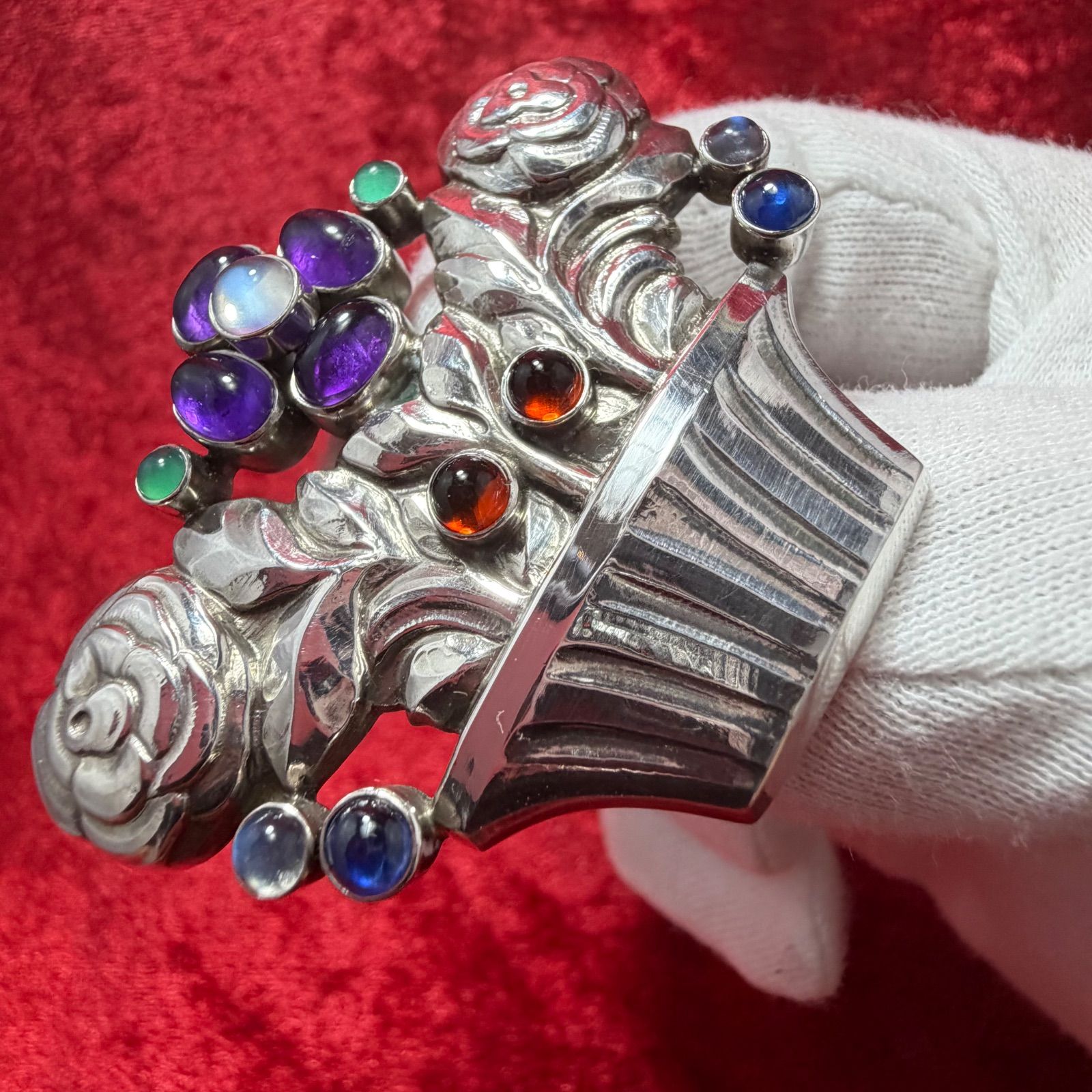 美品 希少ブローチ 花かご ♯67 ジョージジェンセン/GEORG JENSEN
