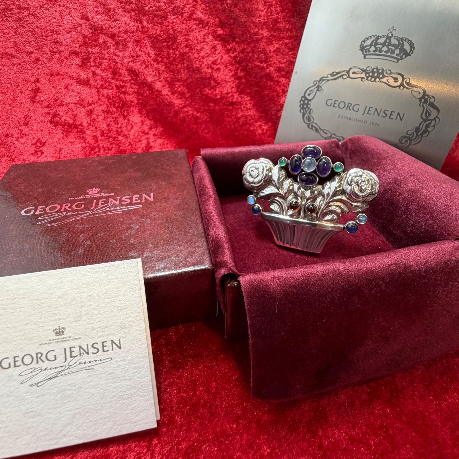 美品 希少ブローチ 花かご ♯67 ジョージジェンセン/GEORG JENSEN
