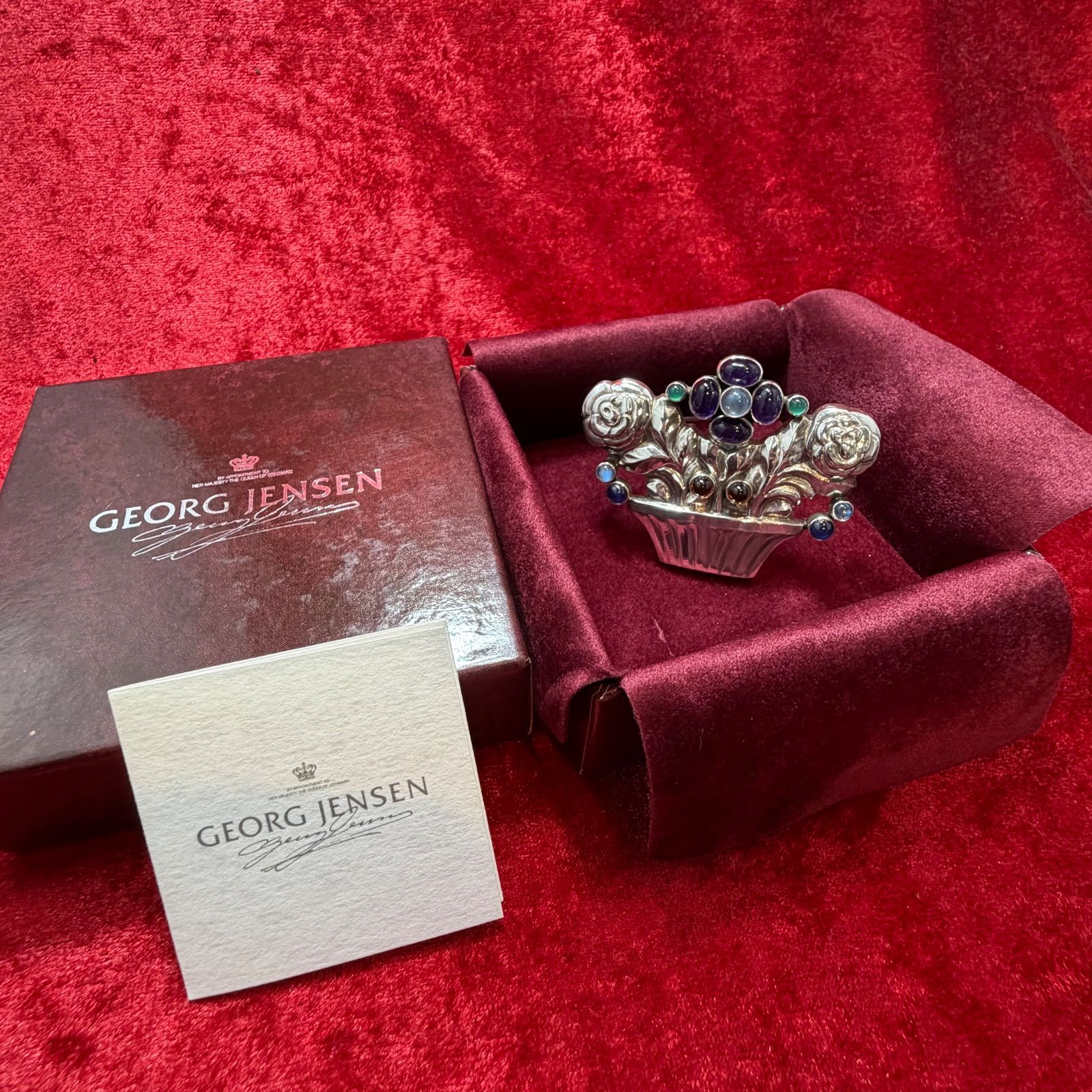 美品 希少ブローチ 花かご ♯67 ジョージジェンセン/GEORG JENSEN