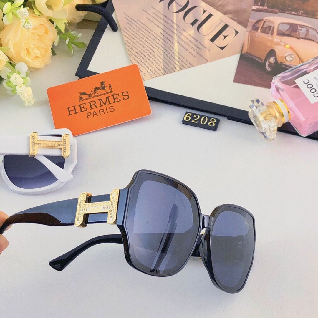 Hermes 2024 年モデル 人気の大きな楕円形 角張り顔用 痩せ見せ効果あり ヨーロッパ・アメリカンスタイル 高級感 サングラス（メガネ） 韓流ブランド風トレンド -WTO輸入1