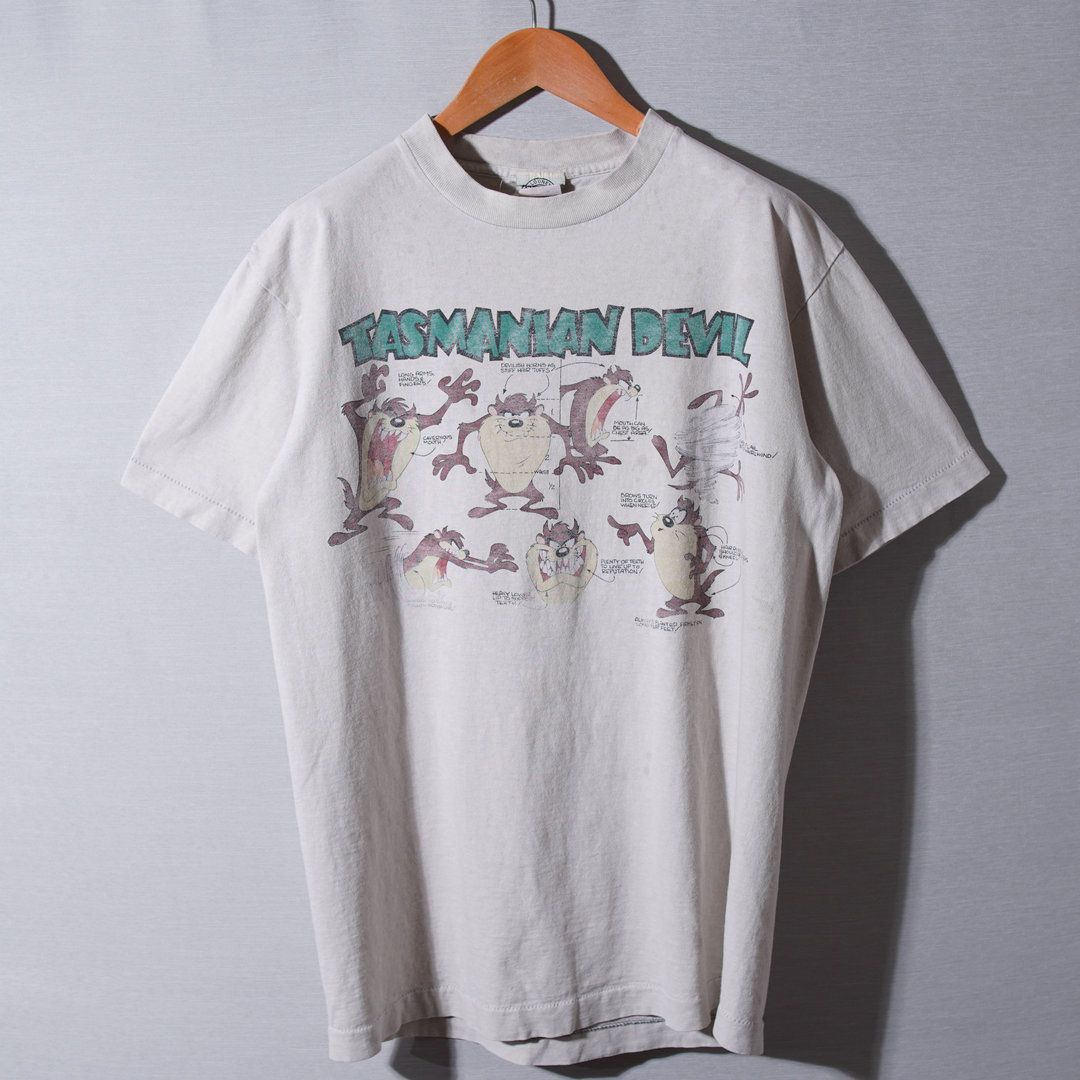 90s USA製 ルーニーテューンズ タズマニアンデビル Tシャツ M アッシュ