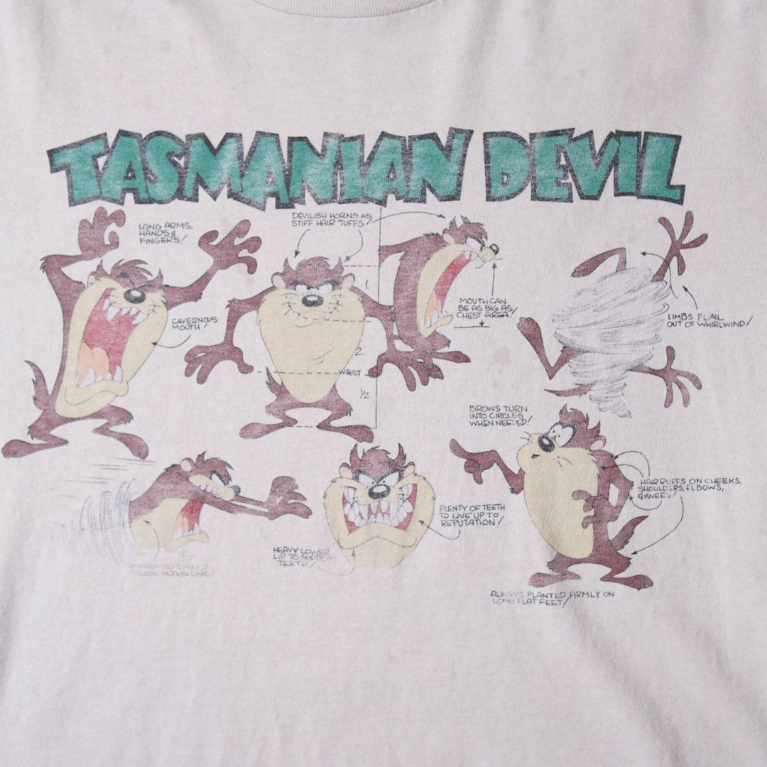 90s USA製 ルーニーテューンズ タズマニアンデビル Tシャツ M アッシュ