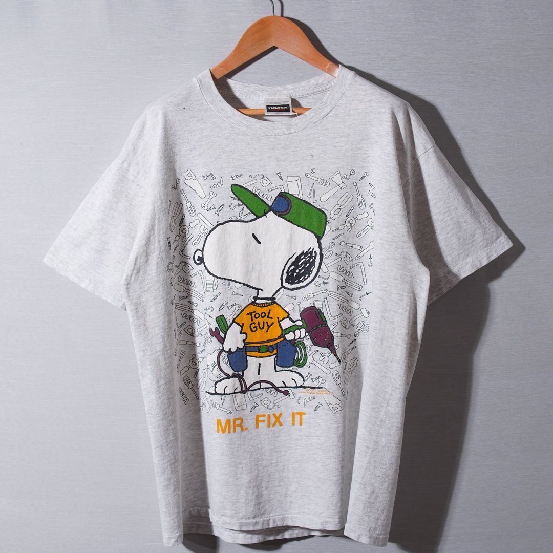 90s USA 企画 スヌーピー Snoopy Tシャツ L グレー ヴィンテージ