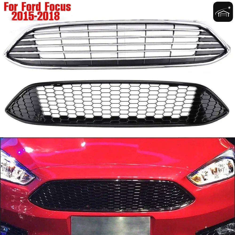 フォード フォーカス 2015 2016 2017 2018 用 ABS フロントバンパー 六角メッシュグリル ハニカムグリル 自動車部品カスタムパーツ