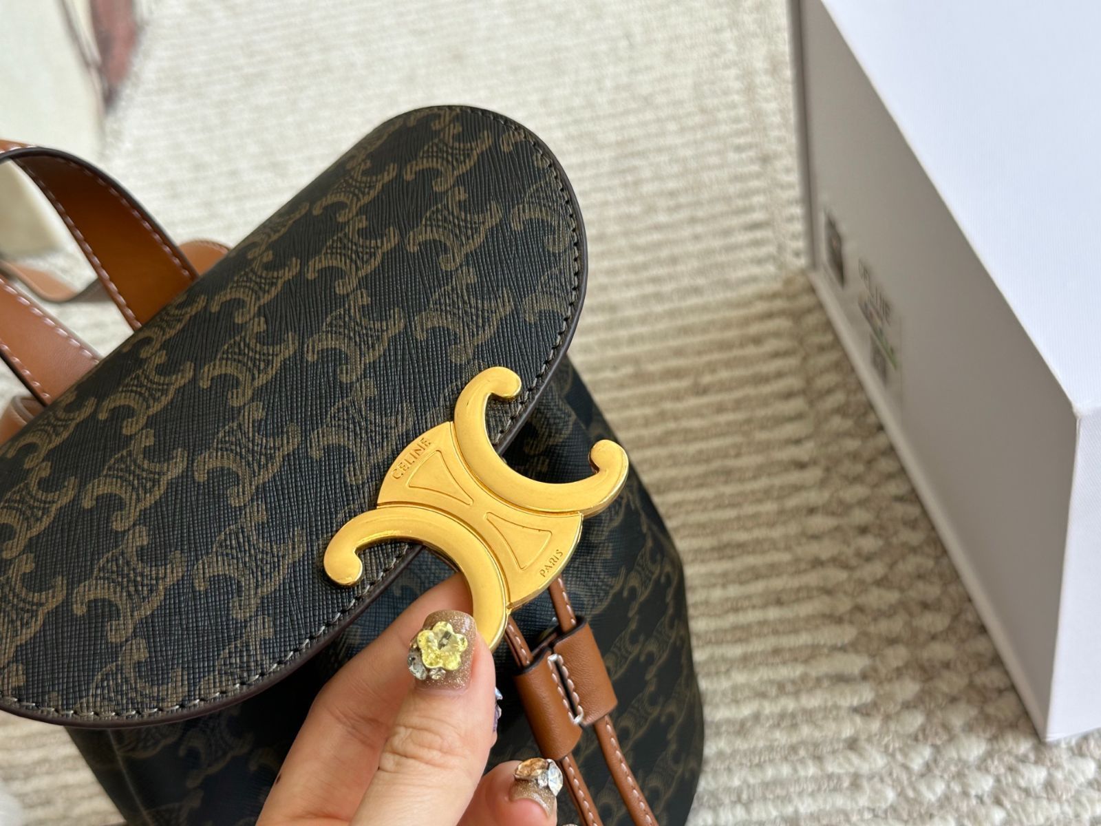 今日特価】Celine Monogram Double Shoulder Bag - セリーヌ