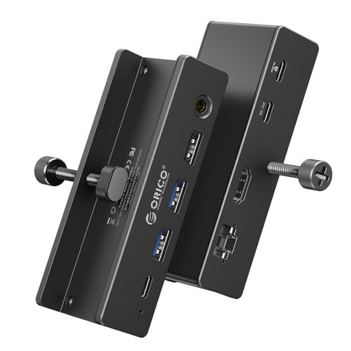 ORICO USB C ハブ クランプ 固定 8-IN-1 ドッキングステーション 10Gbps 高速転送 HDMI 4K@60Hz ギガビットイーサネット PD100W パススルー充電 3.5mm AUX アルミ クリップ式 Windows/Linux/ys