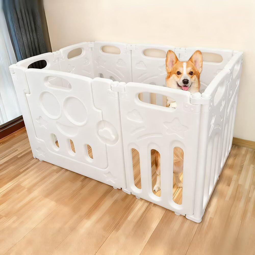 ペットケージ ペットサークル イヌサークル ペットフェンス 小型犬 中型犬 小動物ケージ 折り畳み式 室内室外兼用 工具不要 形組み替え可能 扉付き 全成長期使用可 幅117×奥行75×高さ64cm