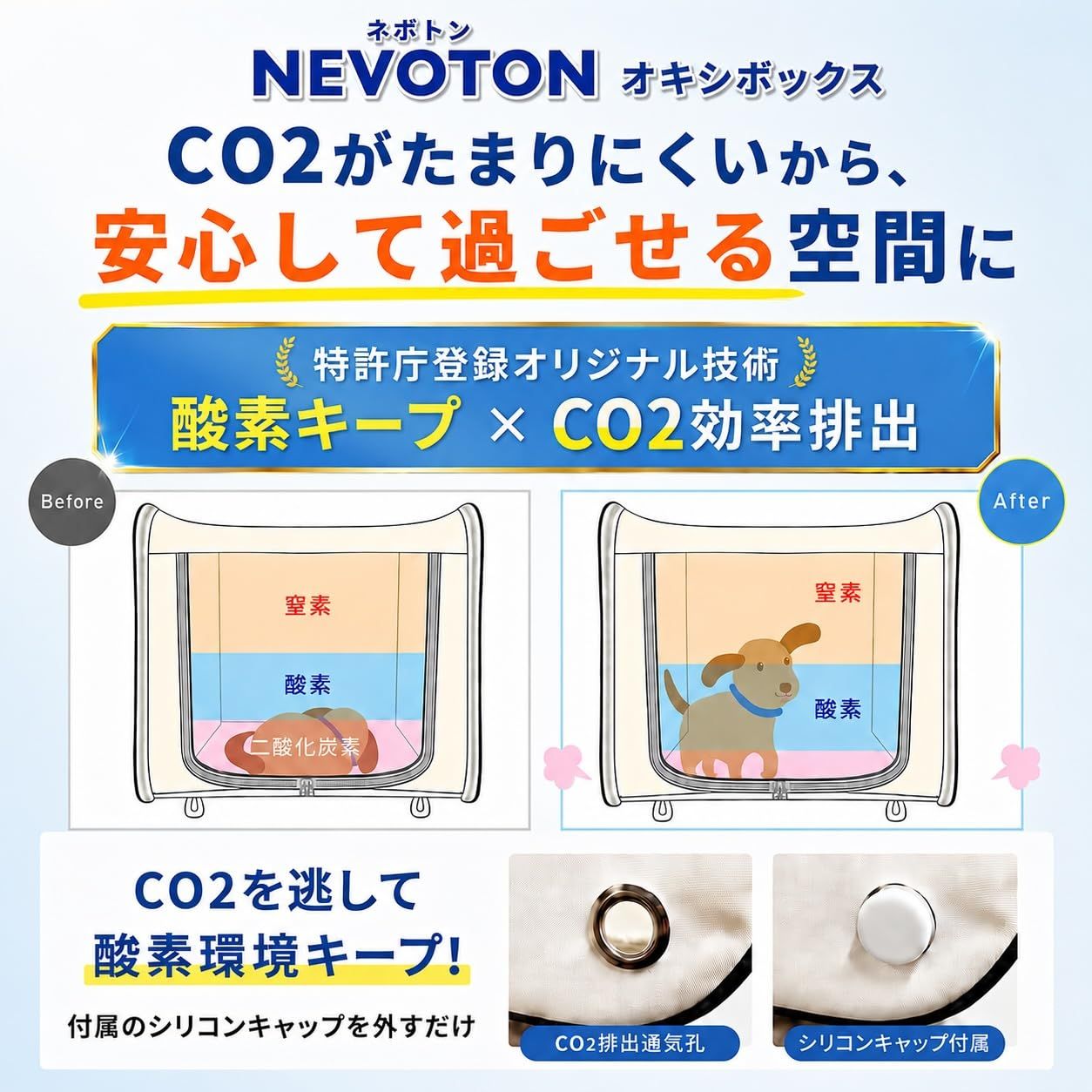 ネボトン ペット用 酸素室 ペットケージ 【折りたたみ式/酸素濃度維持