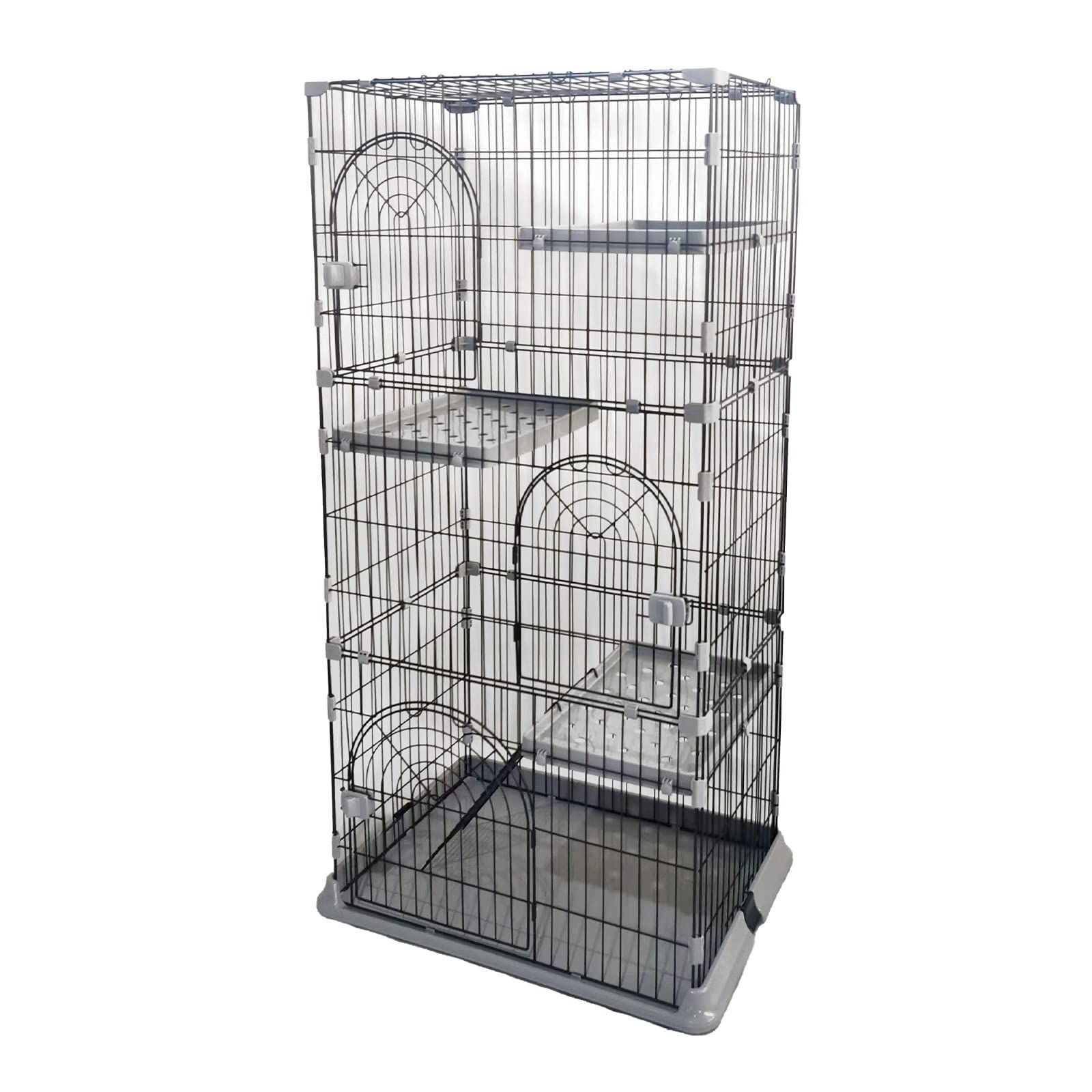 ★新品★サンパーシー 3段キャットケージ ペットケージ ハンモック付 はしご 棚板 (グレー) [並行輸入品]