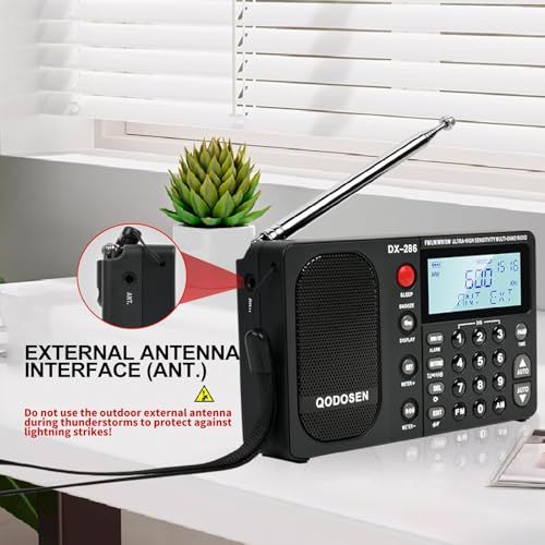 DX-286ラジオ小型,超高性能FM/LW/AM/短波 ステレオ家用?外携帯高感度ラジオ, ポケットに入る/ TEF6686 ??芯/付き目覚まし時計t