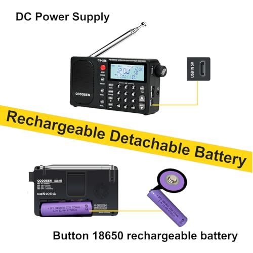 DX-286ラジオ小型,超高性能FM/LW/AM/短波 ステレオ家用?外携帯高感度ラジオ, ポケットに入る/ TEF6686 ??芯/付き目覚まし時計t