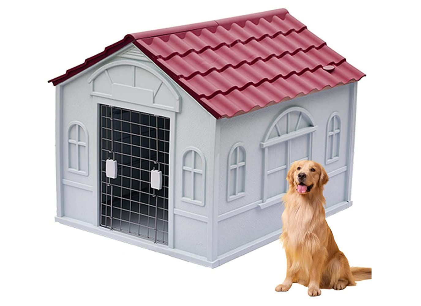 HPYWTJY 犬小屋 大型犬 プラスチック 犬小屋 屋外用 中型犬 断熱 犬小屋 屋外用 小型犬 犬小屋 室内 屋外 大型犬 小型犬 中型犬用 夏用 涼しい 犬舎 屋外用 室内用 夏用【S-ピンク】