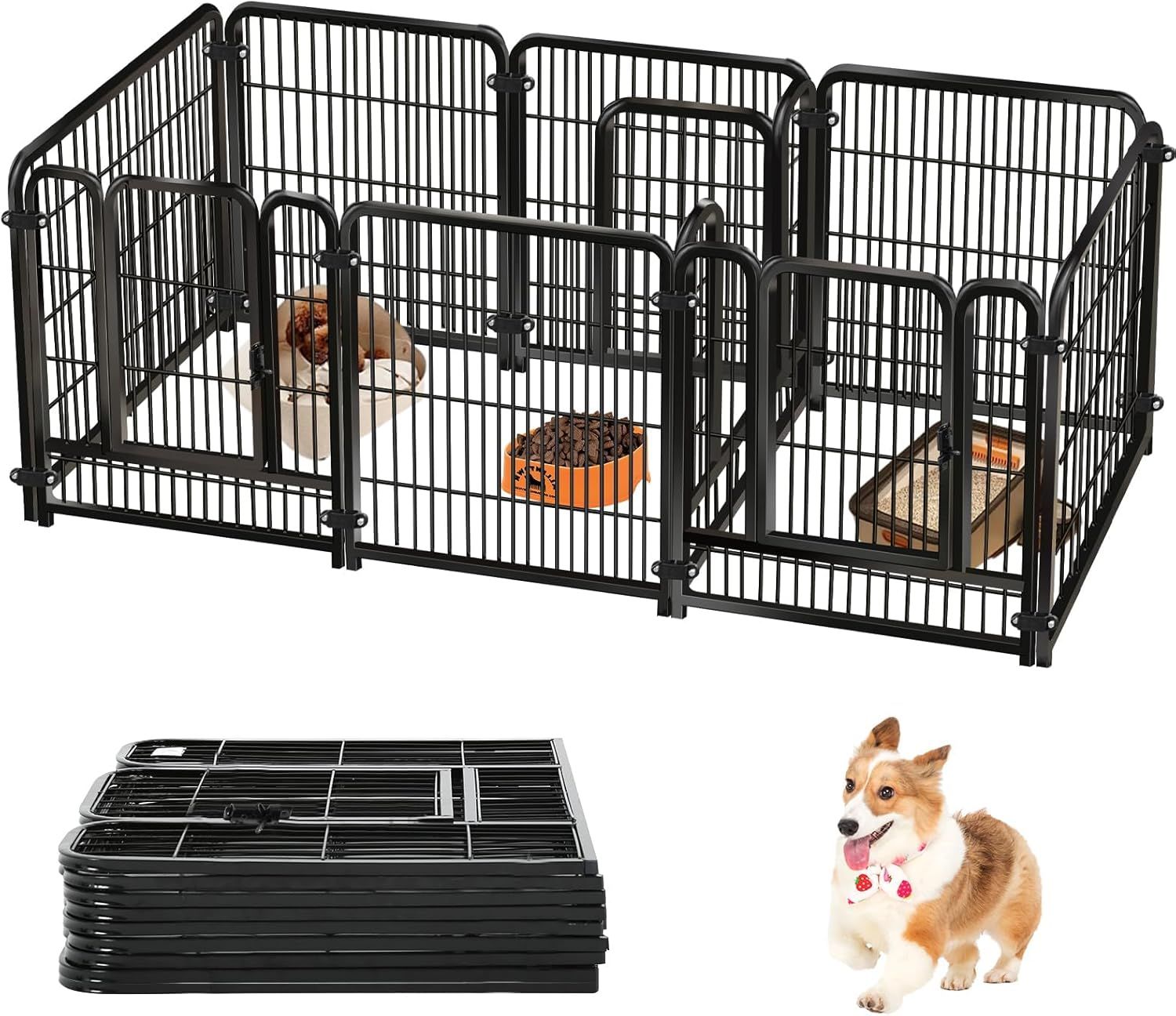 ペットサークル ペットフェンス 犬 サークルケージ 折りたたみ可能 栅 組立簡単 レイアウト自由 トイレトレーニング 脱走防止 自立 ケージ 犬用 小型犬 中型犬 大型犬 ペット用品 屋内外兼用