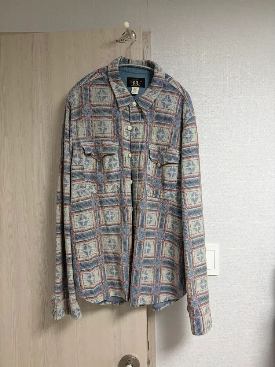 RRL プリント リバース フレンチテリー ワークシャツ L