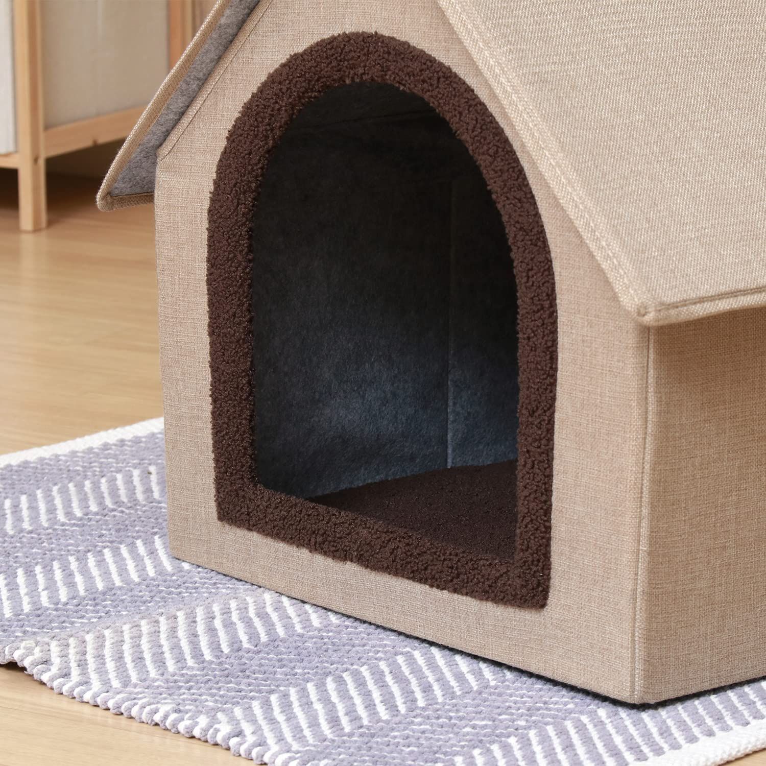 不二貿易 ペットハウス ペットベッド 幅53×奥行59×高さ49.5cm ベージュ