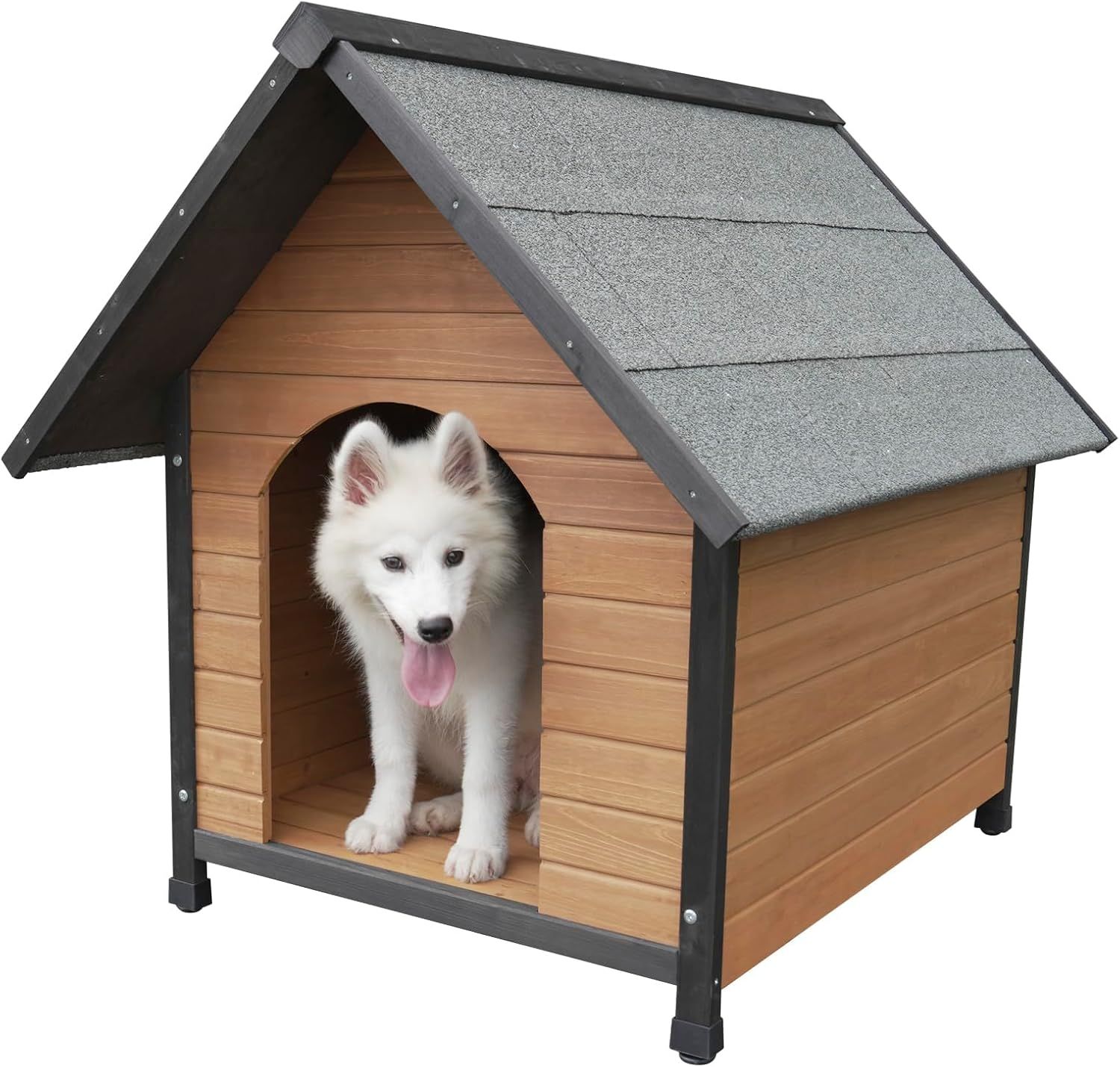 天然杉材 木製 犬小屋 犬舎 屋外用 中型犬対応 アスファルト屋根 防水