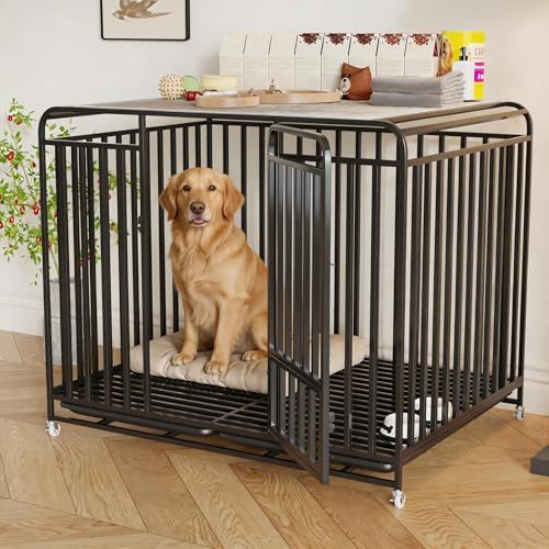 犬 ケージ 大型犬用 125×95×110cm 頑丈な角パイプ 室内犬用ケージ 金属製 錆びにくい キャスター付き 移動便利 掃除しやすい 3ドア 引き出しトレー付き 組み立てが簡単 複数【ブラック】