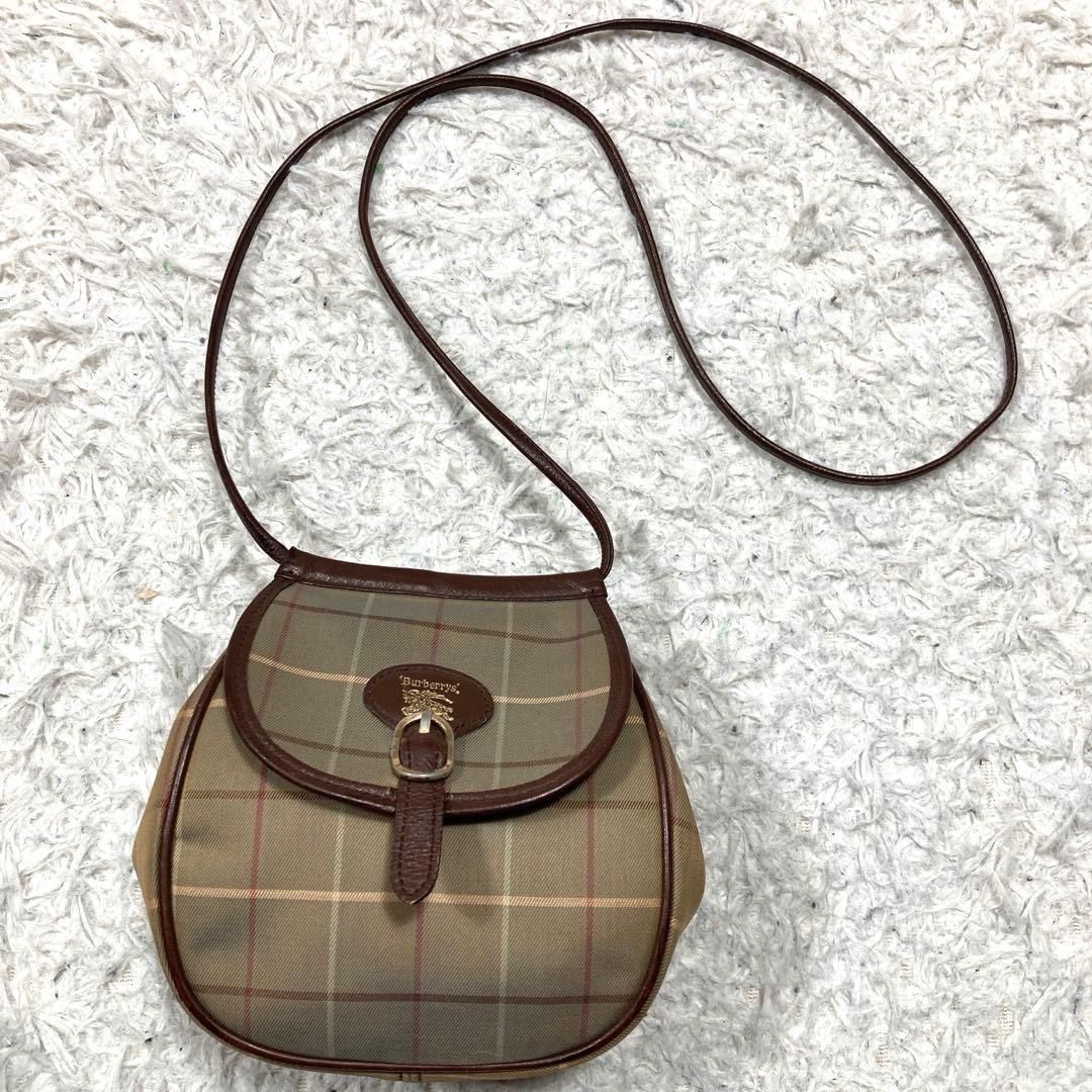 Y0284 美品　バーバリー　ショルダーバッグ　オールドチェック　舐め掛け可