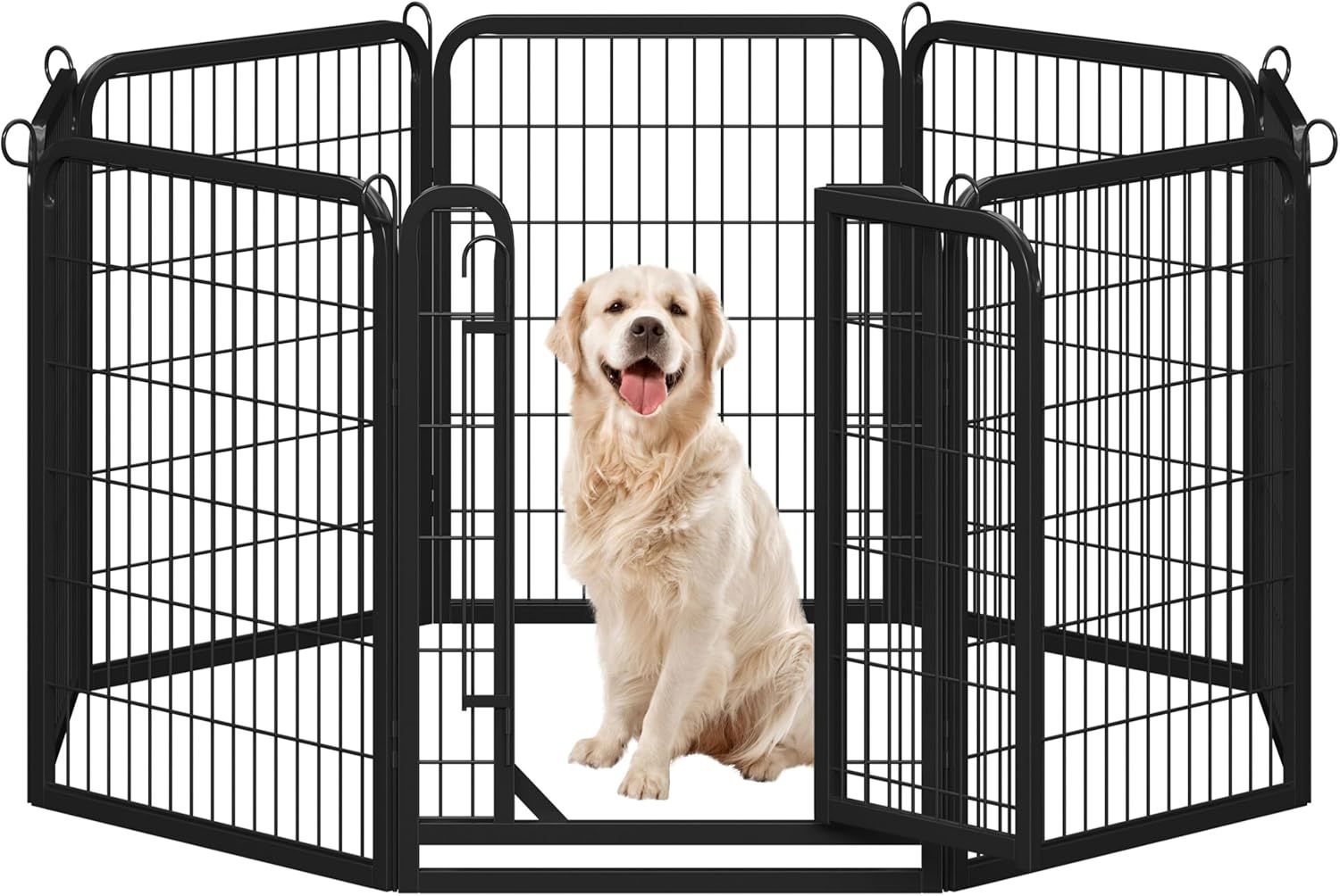 Yaheetech 犬 ペットフェンス 犬用サークル ゲージ ペットサークル スチール製 折りたたみ 中型犬用 小型犬用カタチ変更可能 安全ロック付き パネル8枚 高さ8【幅65㎝×高さ80㎝-八枚】