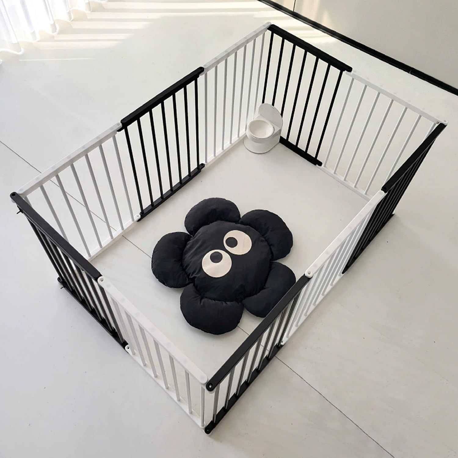 G-AVERIL ペットサークル 犬 ケージ ドア付 室内外兼用 幅138奥行93高さ68cm ブラック 中型犬 大型犬 多頭飼い レイアウト自由 折り畳み 安全柵 組み立て簡単【木色 6枚】