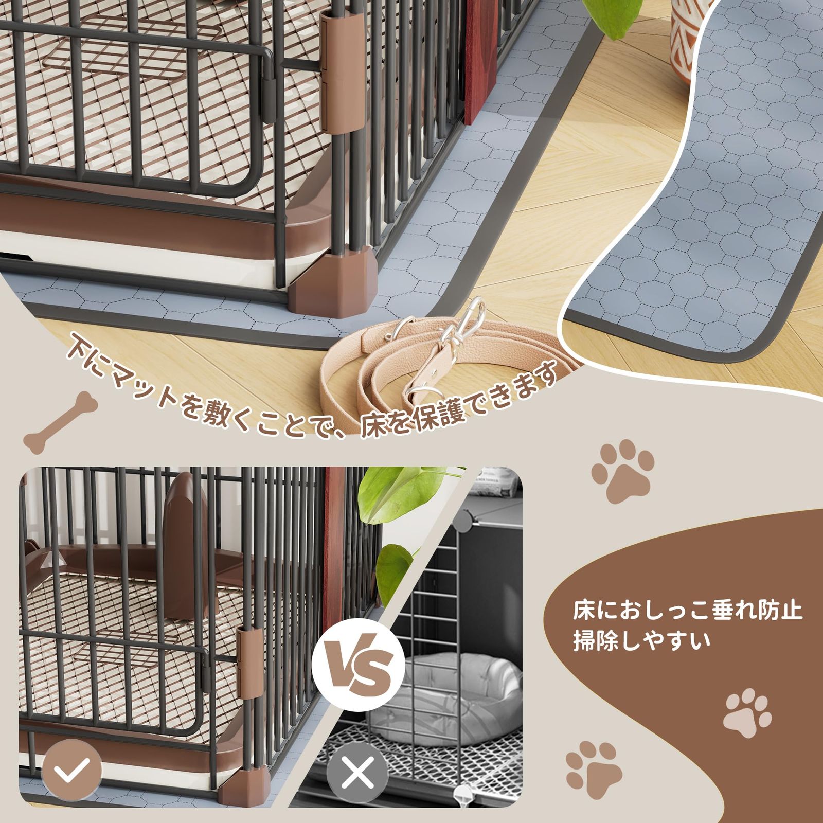 Petnniko 犬 ケージ 犬 ゲージ 犬ゲージ 幅146×奥行68×高さ70cm 小中