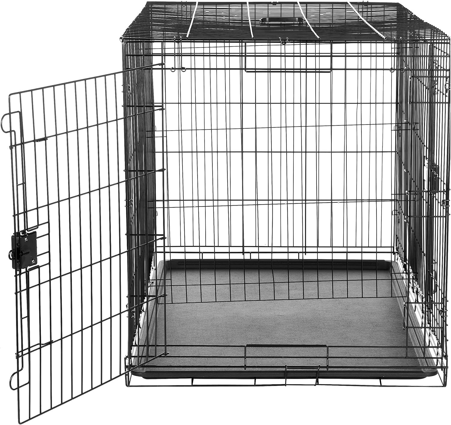 ベーシック 犬 ペットケージ 折りたたみ可能 トレー付き ダブルドア
