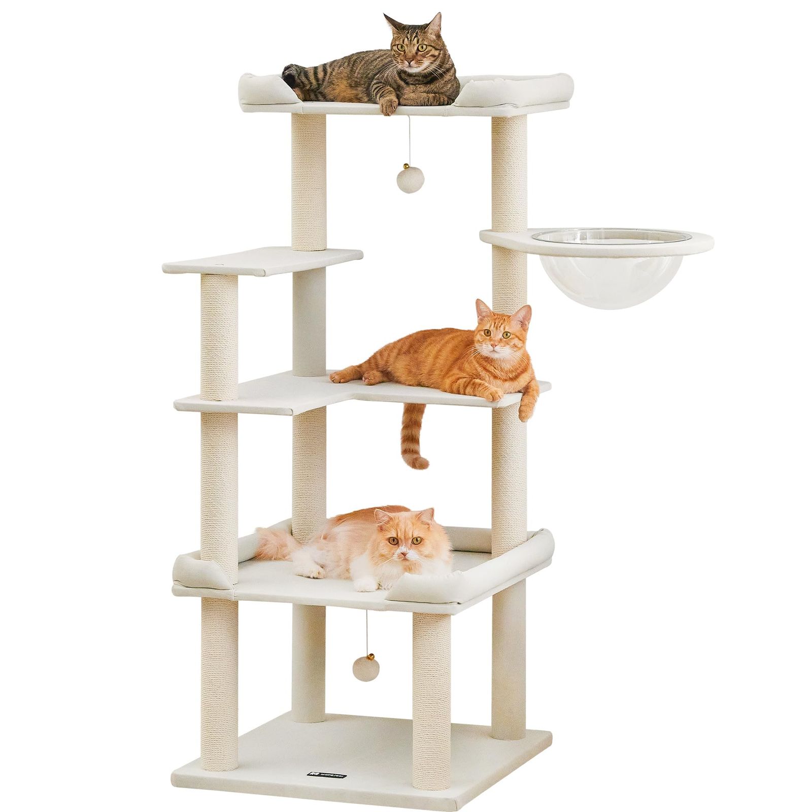 ★新品★MWPO 猫タワー 新素材 大型猫 シニア猫 据え置き 安定感 多頭飼い 爪とぎ 猫ベッド ベージュ 955F