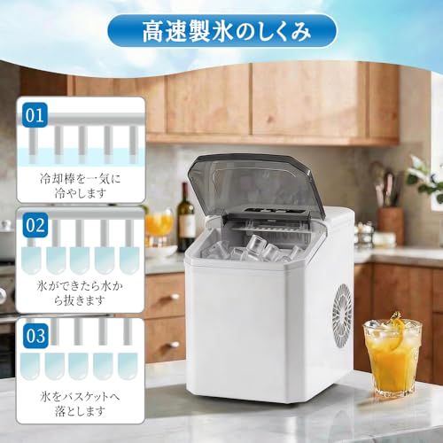 新品】製氷機 家庭用 【高速製氷機 自動洗浄機能 】ハンドル付き 最速6