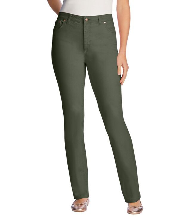 ウーマン ウィズイン レディース ボトムス デニムパンツ デニム Woman Within Womens Within StraightLeg Stretch Denim Jean Olive gre